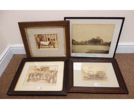 Photographs - Study of an 0-2-0 Steam Engine and four workmen, with plate for ? Thorne, Newcastle on Tyne, Horse &amp; Trap i