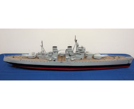 Scale model of the battleship HMS Anson, L95cm, H25cm: King George V-class battleship, built by Swan Hunter and Wigham Richar