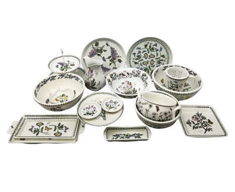 Portmeirion 'The Botanic Garden' pattern ceramics, to include two tiered cake stand, wash basin and jug, three three large bo