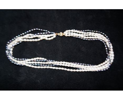 5 Strand freshwater pearl necklace with 14 ct gold clasp