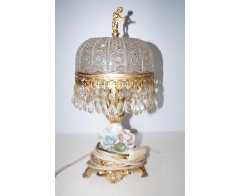 Floral &amp; crystal table lamp needs cleaning