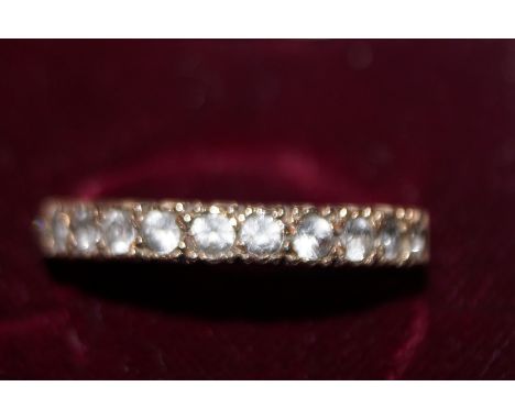9ct Gold ring set with white stones Size M