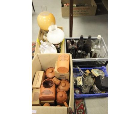 Collection of Brown and Clear Glass Vintage Bottles including a Large Cointreau Bottle plus Box of Mixed Items including Vint