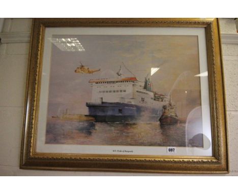Framed & Glazed Print of M.V Pride of Burgundy at the Port of Dover