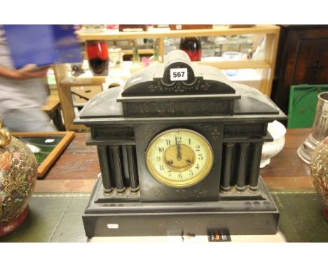 Victorian Slate Mantle Clock of Architectural Classical Form