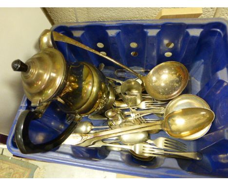 Group of Silver Plated Cutlery including a Large Ladle and Two Turkey Basting Spoons plus Coffee Pot