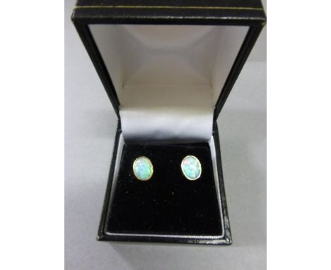 Pair of Yellow Gold Opal Stud Earrings