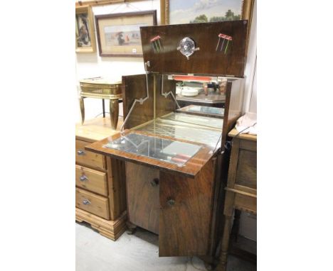 1930's Walnut Veneered Cocktail Cabinet, the interior fitted with original cocktail sticks, squeezer, etc