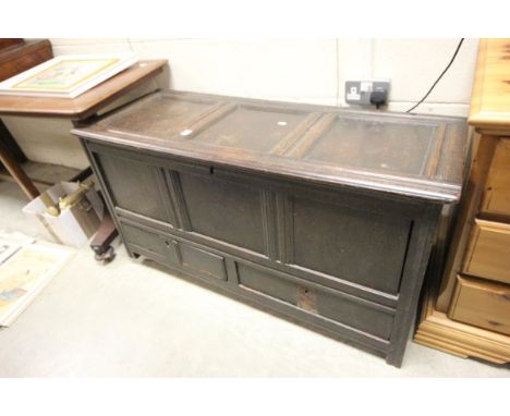 Antique Oak Panel Coffer with Two Drawers below