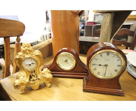 Gilt Effect Mantle Clock and Two Other Contemporary Quartz Mantle Clocks