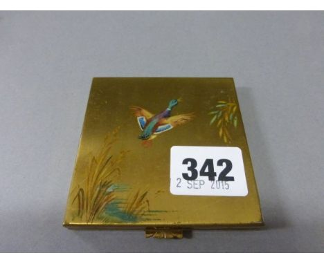 Mid 20th century Gilt Compact with Duck Decoration