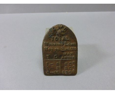 GWR Steam Crane Working Load Plaque