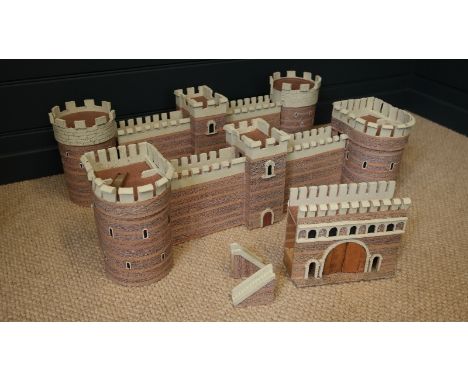 Scratch Built Model of Roman Walls together with a Scratch-Built Architectural Buildings (in Wooden Box)