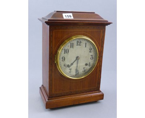 British (Jerome) Inlaid Mahogany Mantle Clock