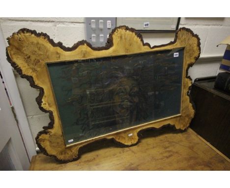 Late 20th century mixed Medium Portrait of a Black Lady in a Burr Rustic Frame