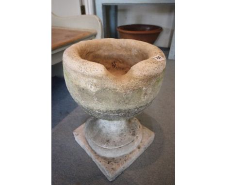 Small Stone Planter and Reconstituted Stone Base