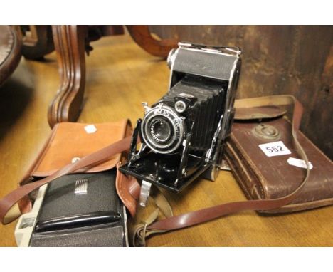 Vintage Leather Cased AGFO Concertina Action Camera and another Kodak Camera