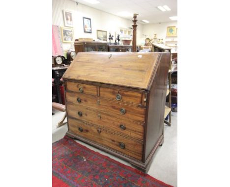 Georgian Mahogany Bureau with fitted interior on bracket feet