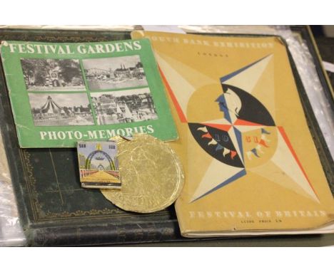 Festival of Britain 1951 Guidebook along with Festival Gardens Photo Memories Book, Chocolate Coin Cover and Match Cover