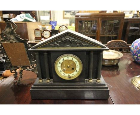 Victorian Slate Mantle Clock of Architectural Form