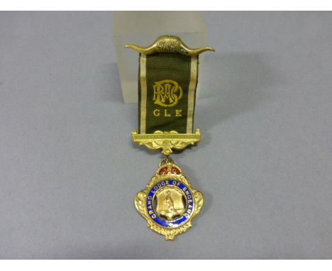 Gilt and Enamel Masonic Medal with Ribbon 'Grand Lodge of England'