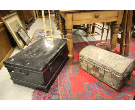 Tin Trunk and a Pony Skin Covered Dome Top Trunk