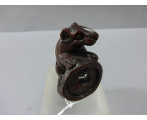 Wooden Netsuke of a Mouse
