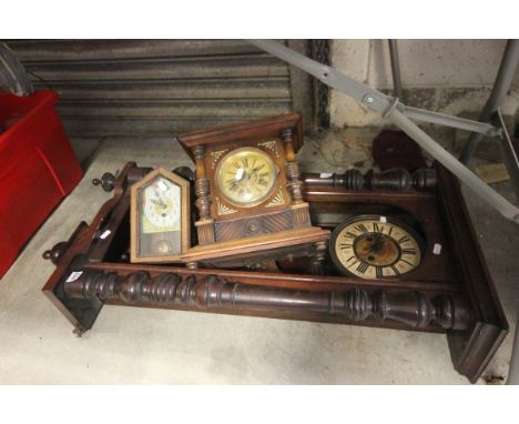Victorian Drop Dial Wall Clock and Two Mantle Clocks (all a/f)