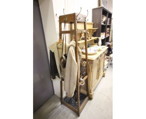 1930's Oak Square Cloak and Stickstand