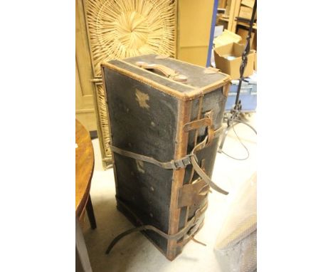 Victorian Canvas and Leather Bound Travelling Trunk