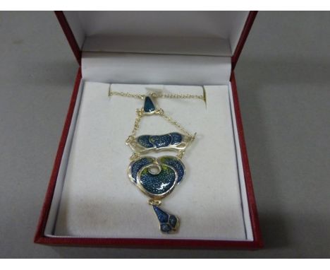 Silver and Enamel Art Nouveau Style Necklace