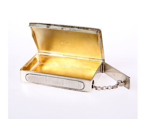 A VICTORIAN SILVER VESTA CASE AND TAPER HOLDER COMBINATIONby Howard James, Birmingham 1890Plain rectangular form with hinged 