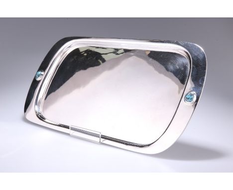 AN ARTS AND CRAFTS SILVER TRAYby Liberty & Co, Birmingham 1920, the design attributed to Archibald KnoxRounded rectangular fo