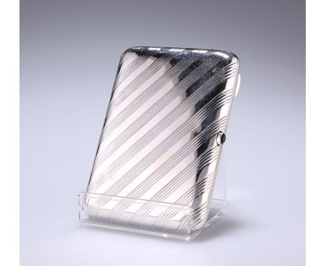 A RUSSIAN SILVER CIGARETTE CASEMoscow second Kokoshnik mark and Latvian markRounded rectangular form with chased diagonal ban