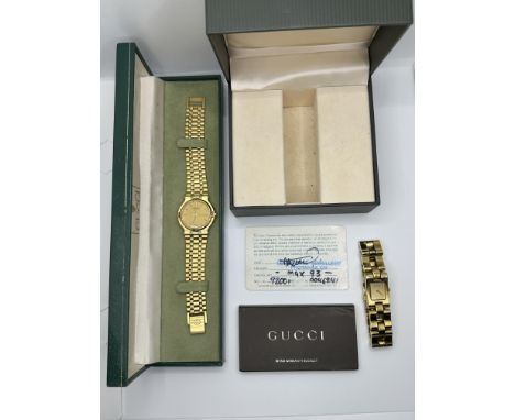 Cased Gucci 2300L Ladies Watch along with Cased Gucci 9200M Unisex Quartz Watch.