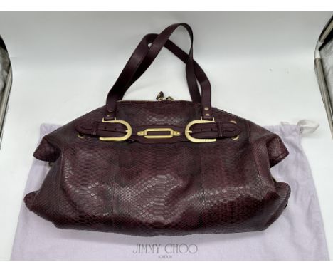 Jimmy Choo Burgundy Python Satchel Large Handbag. 
Condition: as new, unused, been displayed in a private collection in displ