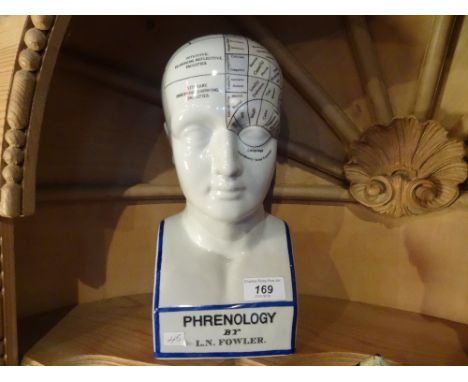 A ceramic Phrenology bust by L. N. Fowler (29cm).