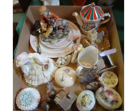 A quantity of ceramics to include: a Sadler teapot, a small quantity of Wade Whimsies, a Coalport 'Ladies of Fashion' figurin