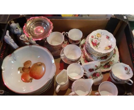 A quantity of teawares to include: Royal Albert, Royal Canadian Rose, Royal Vale and Thomas of Bavaria, together with five ce
