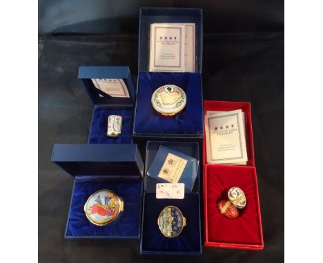 A quantity of Halcyon days enamel boxes, to include: an example commemorating the state visit of the Queen and the Duke of Ed