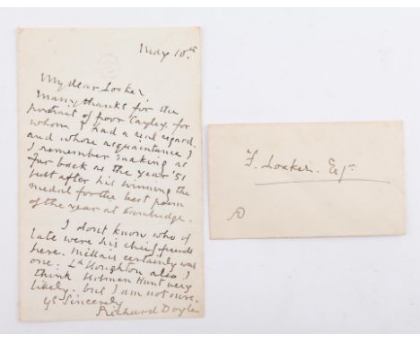 Richard Doyle (1824-1883). Autographed letter on paper with impressed oval stamp of the Athenaeum Club and matching envelope.