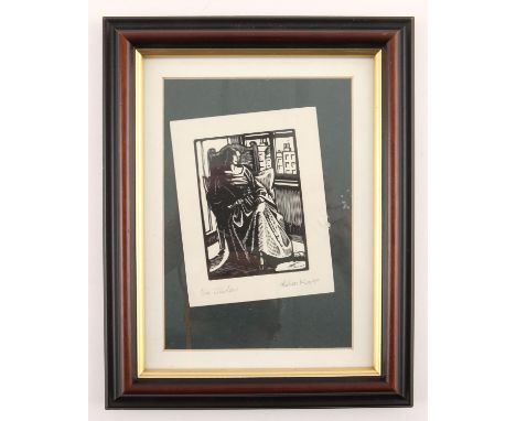 Helen Kapp (1901-1978). The Window. Portrait of a Seated Woman. Woodcut, signed lower right. 11.5 x 9cm. Together with Woodcu