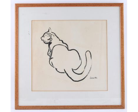 AMENDED DESCRIPTION AND ESTIMATE - Manner of Dame Laura Knight (1877-1970). 'Playful Cat', Portrait of a Seated Cat. Watercol