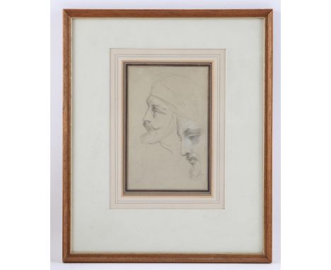 AMENDED DESCRIPTION AND ESTIMATE - John Linnell (1792-1882).  Head studies. Pencil with white chalk on coloured paper. From t