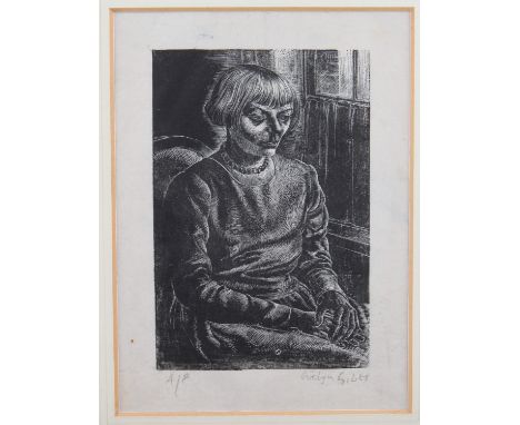 Evelyn Gibbs (1905-1991). Portrait of a Seated Woman, marked Artists Proof, signed lower right. Note from Ernest Pearce verso