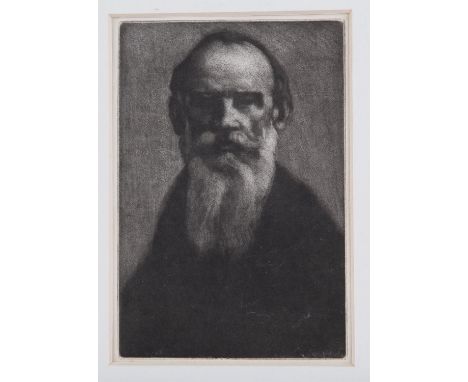 AMENDED DESCRIPTION William Strang (1859-1921) self-portrait of the artist in his later years, Mezzotint. Inscribed verso Stu