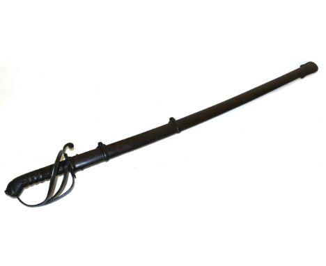 A Victorian 1821 Pattern Cavalry Trooper's Sword, with 90cm single edge broad fullered steel blade, the steel three bar hilt 
