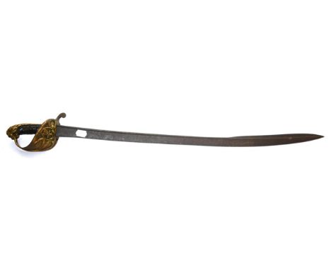 An Early 19th Century 1827 Pattern Naval Officer's Dress Sword, the quill back, single edge blade with spear tip, the gilt br