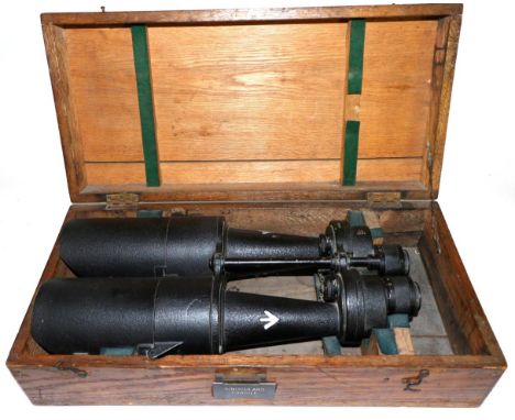 A Pair of Second World War Navy Bridge Binoculars, by Ross, London, Patt. 12114A, the frame numbered A.C.2006, dated 1944 and