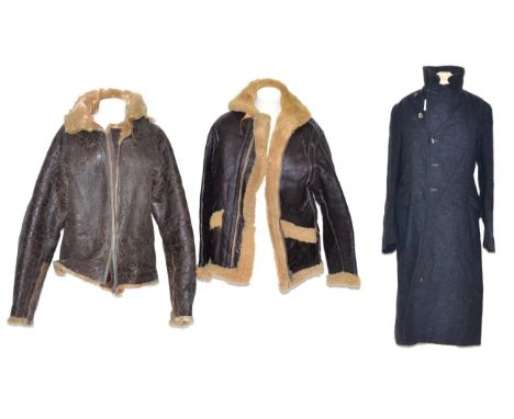 A Second World War Sheepskin Flying Jacket, the cuffs with original Dot zips, vented underarms, later front zip fastening; a 